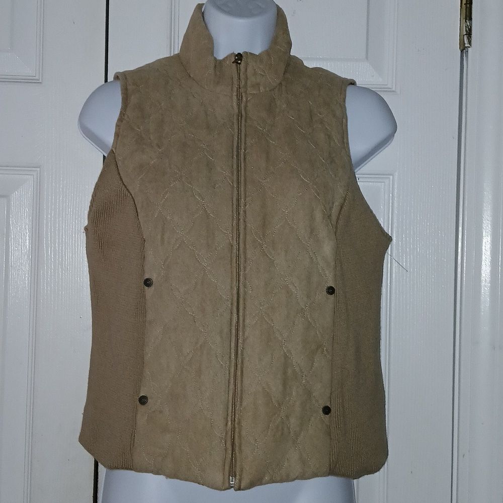 Relativity tan quilted suede look feel vest  Sz SP